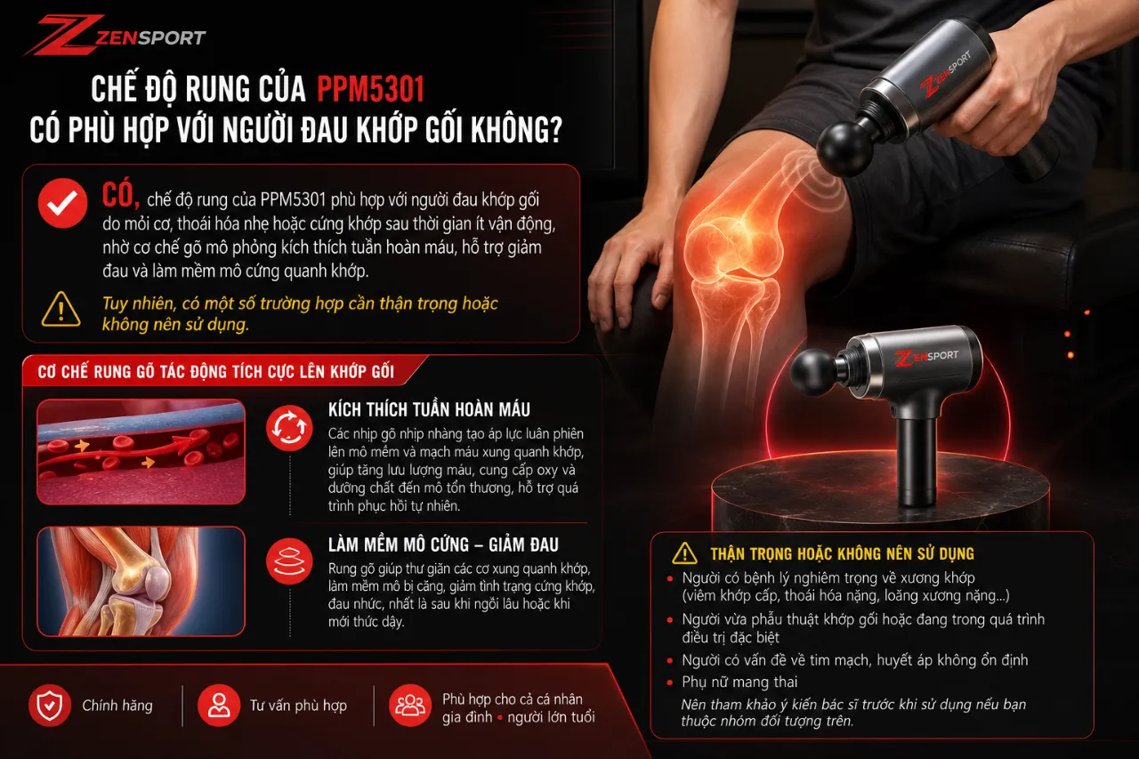 Chế độ rung của PPM5301 có phù hợp với người đau khớp gối không?
