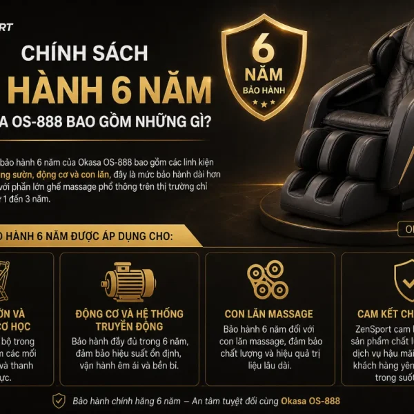 Ghế Massage Okasa OS-888: Con Lăn 4D, Khung SL 135cm
