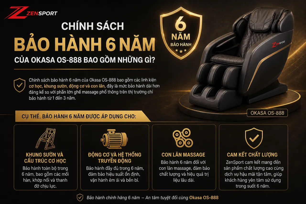 Chính Sách Bảo Hành 6 Năm Của Okasa OS-888 Bao Gồm Những Gì?