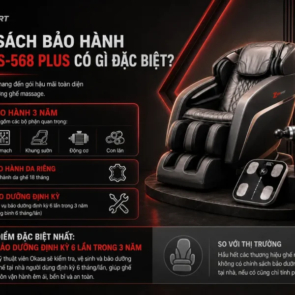 Ghế Massage Okasa OS-568 Plus: 4D, Nhiệt Hồng Ngoại 45°C