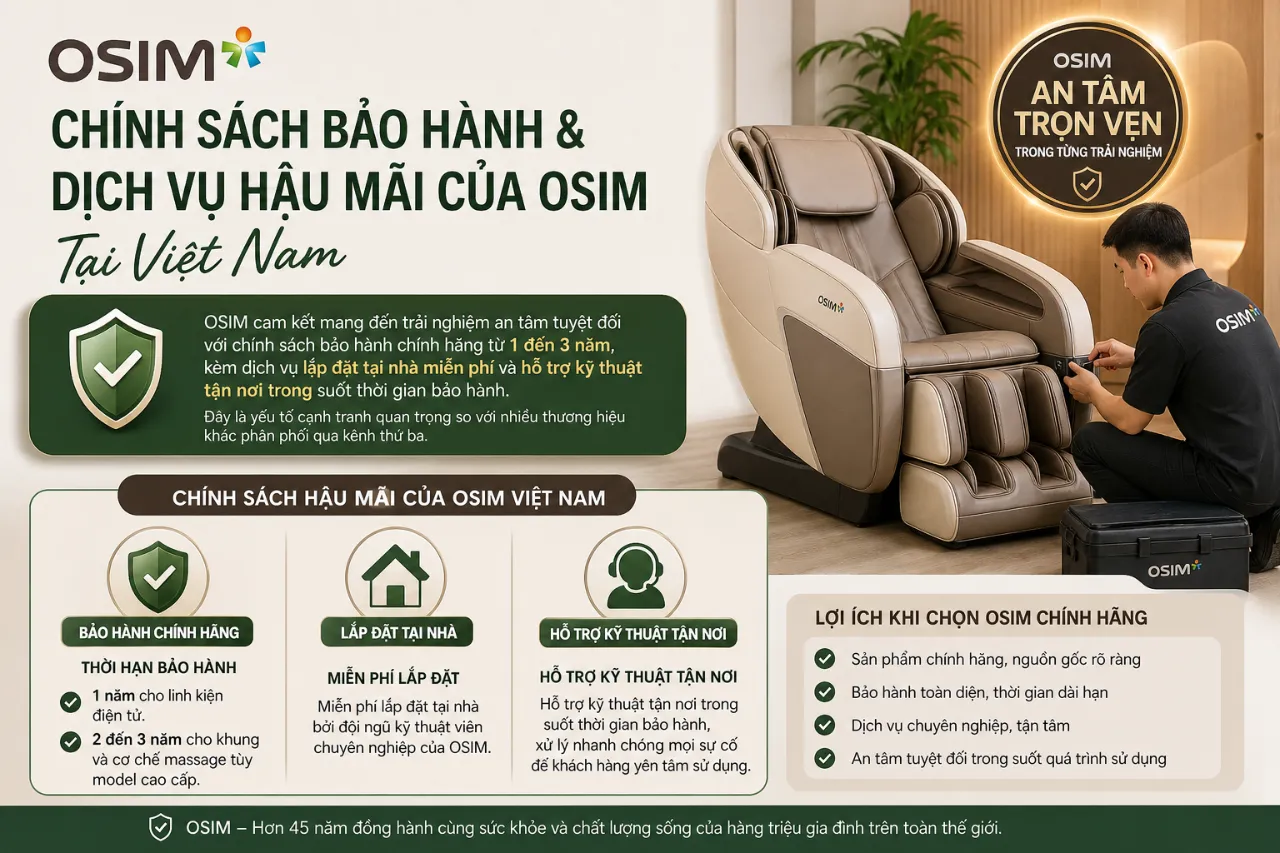 Chính Sách Bảo Hành Và Dịch Vụ Hậu Mãi Của OSIM Tại Việt Nam Như Thế Nào?
