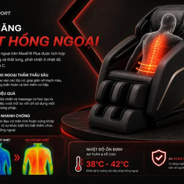 Ghế Massage Maxcare Max616 Plus: 4 Bài Massage, Không Trọng Lự