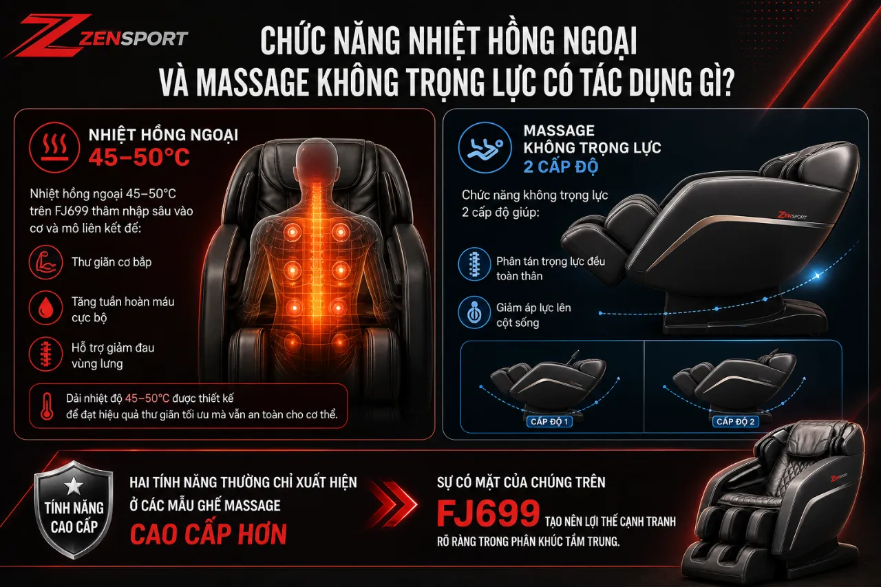 Chức Năng Nhiệt Hồng Ngoại Và Massage Không Trọng Lực Có Tác Dụng Gì?