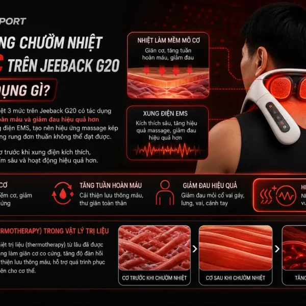 Máy massage cổ Jeeback G20: EMS thế hệ 3, chườm nhiệt