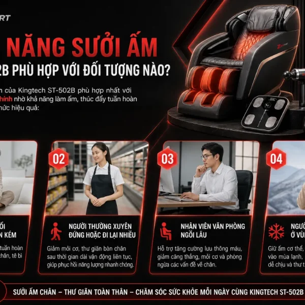 Máy massage chân KINGTECH ST-502B: Túi khí nén, sưởi ấm