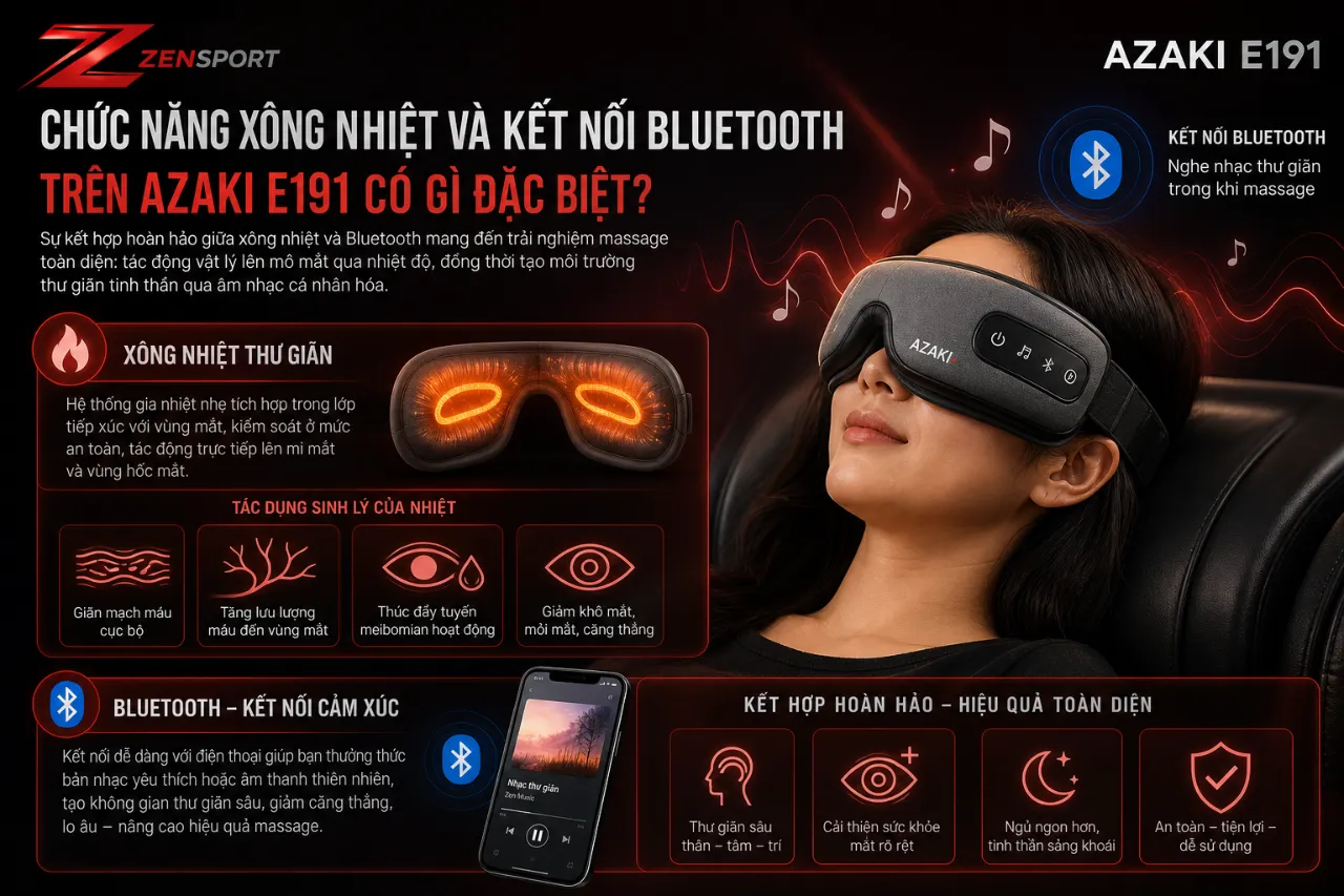 Chức năng xông nhiệt và kết nối Bluetooth trên Azaki E191 có gì đặc biệt?