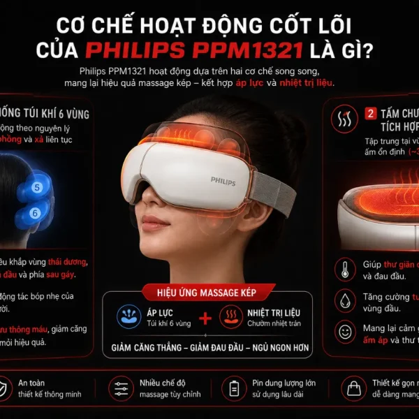 Máy Massage Đầu Philips PPM1321: 3 chế độ massage, chườm ấm