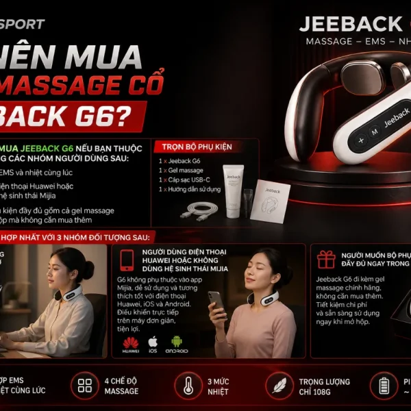 Máy massage cổ Jeeback G6: EMS thế hệ 3, 3 mức nhiệt