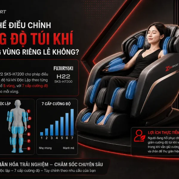 Ghế Massage Fujiiryoki H22 SKS-H7200: 5D-AI Mecha PLUS, Túi Khí 8 Vùng