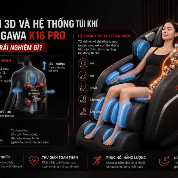 Ghế Massage Kagawa K16 Pro Quét AI, Con Lăn 3D Và Túi Khí