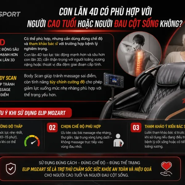 Ghế Massage ELIP Mozart: Body Scan, Con Lăn 4D