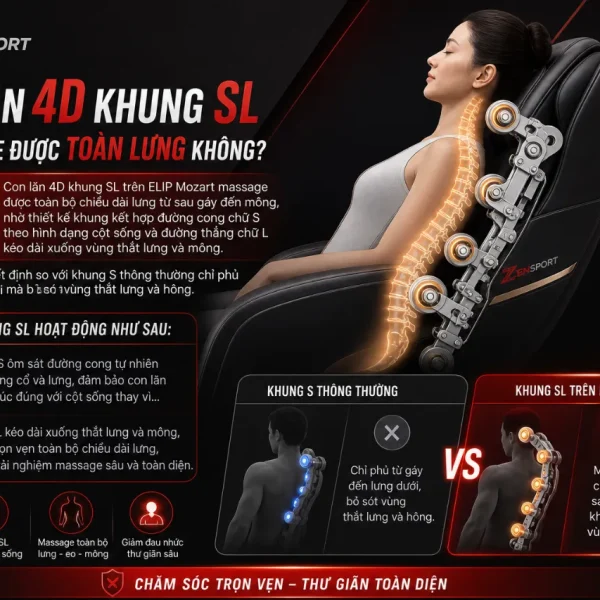 Ghế Massage ELIP Mozart: Body Scan, Con Lăn 4D