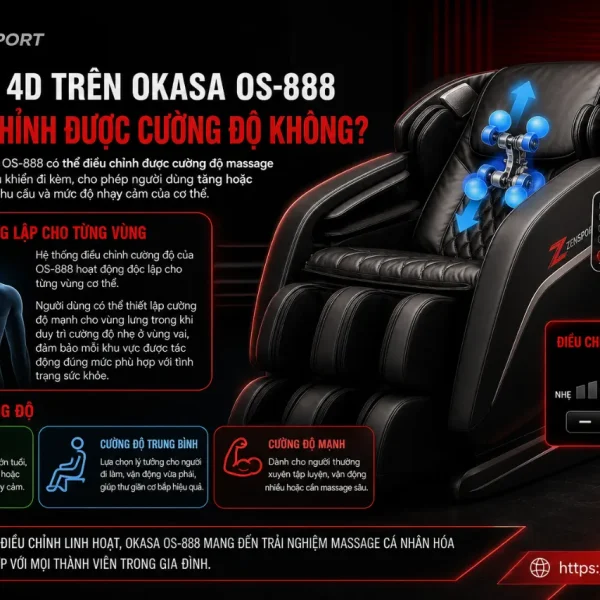 Ghế Massage Okasa OS-888: Con Lăn 4D, Khung SL 135cm