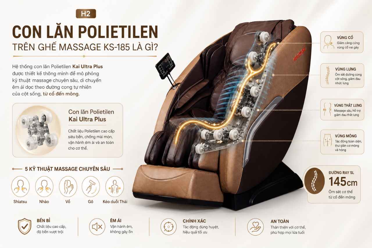 Con Lăn Polietilen Trên Ghế Massage KS-185 Là Gì