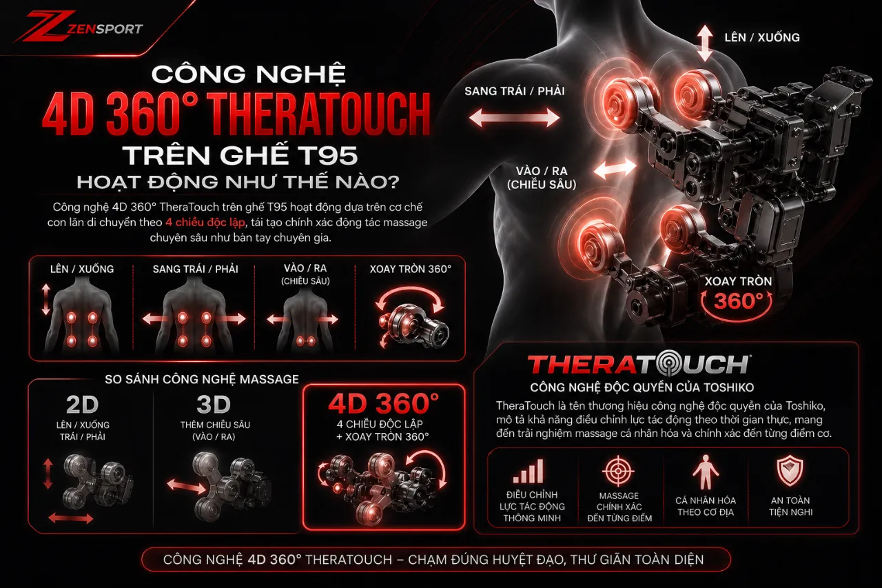 Công Nghệ 4D 360°TheraTouch Trên Ghế T95 Hoạt Động Như Thế Nào?