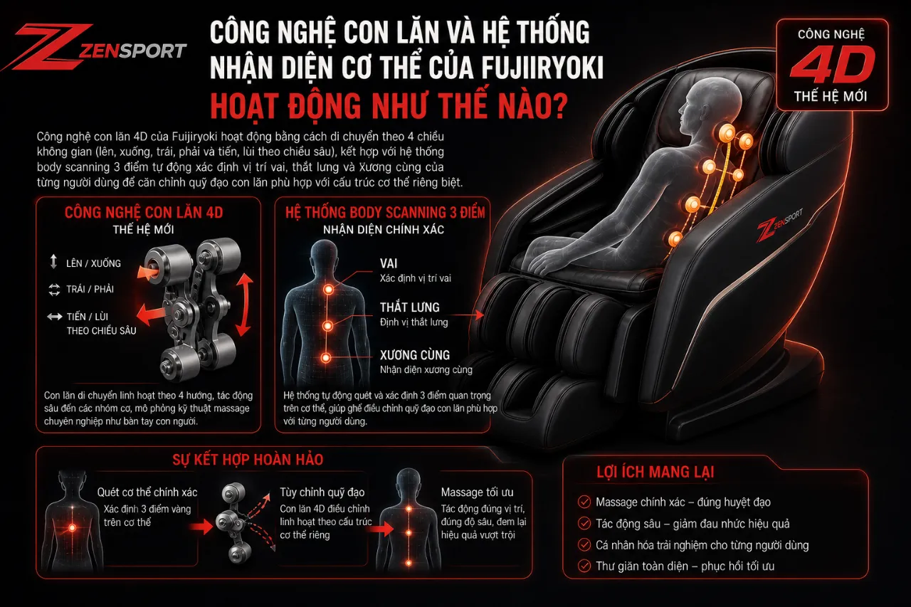 Công Nghệ Con Lăn Và Hệ Thống Nhận Diện Cơ Thể Của Fujiiryoki Hoạt Động Như Thế Nào?