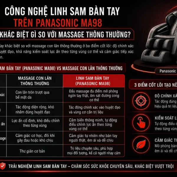 Ghế Massage Panasonic MA98: Linh Sam Bàn Tay, Truyền Động 3D
