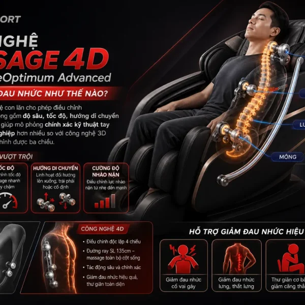 Ghế Massage OKIA eOptimum Advanced: 3 Chế Độ Bài Tập, Giảm Đau Nhức