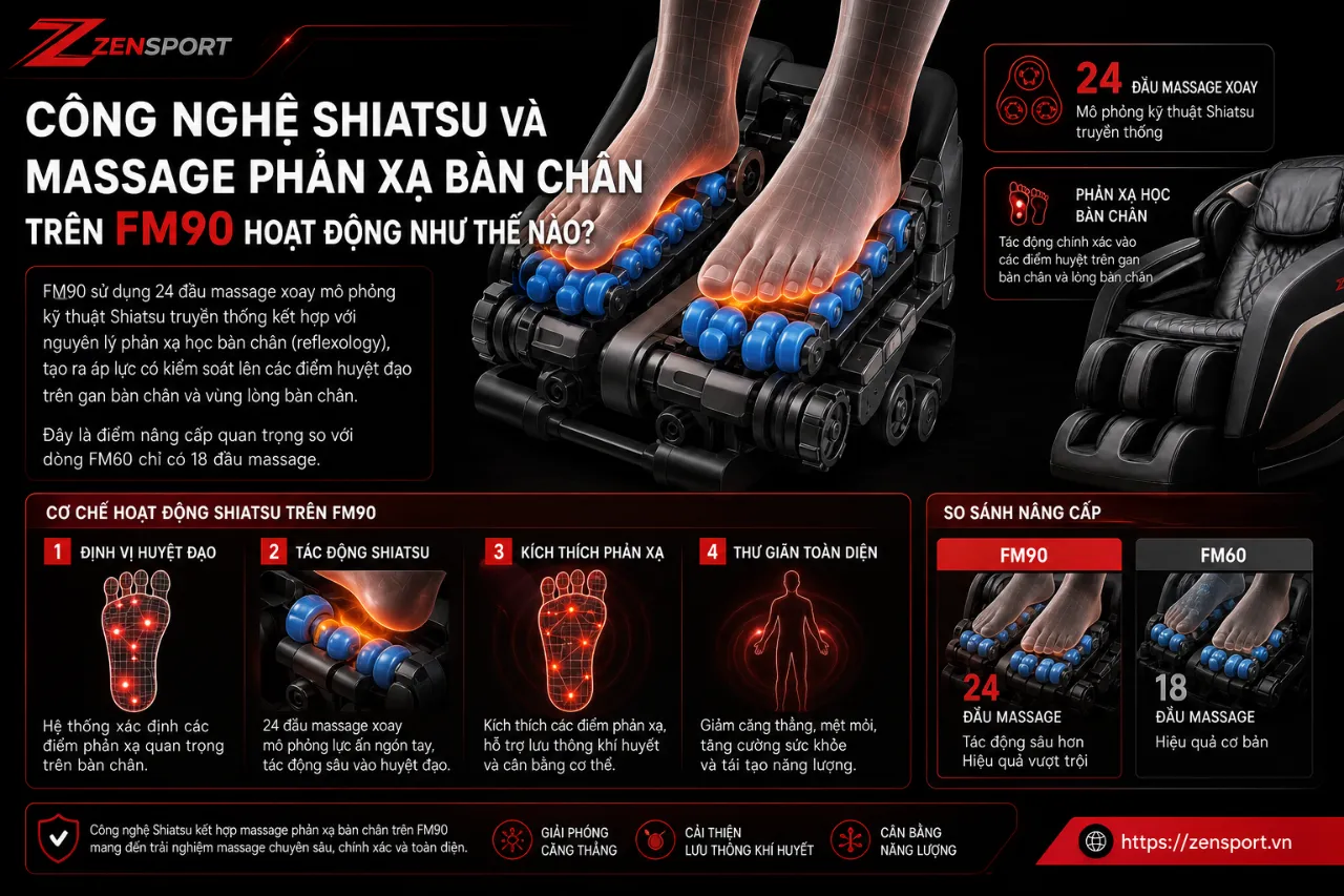 Công Nghệ Shiatsu Và Massage Phản Xạ Bàn Chân Trên FM90 Hoạt Động Như Thế Nào?