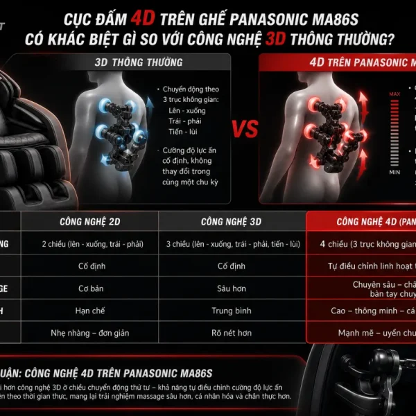 Ghế Massage Panasonic MA86S: Cục Đấm 4D, Massage Toàn Thân