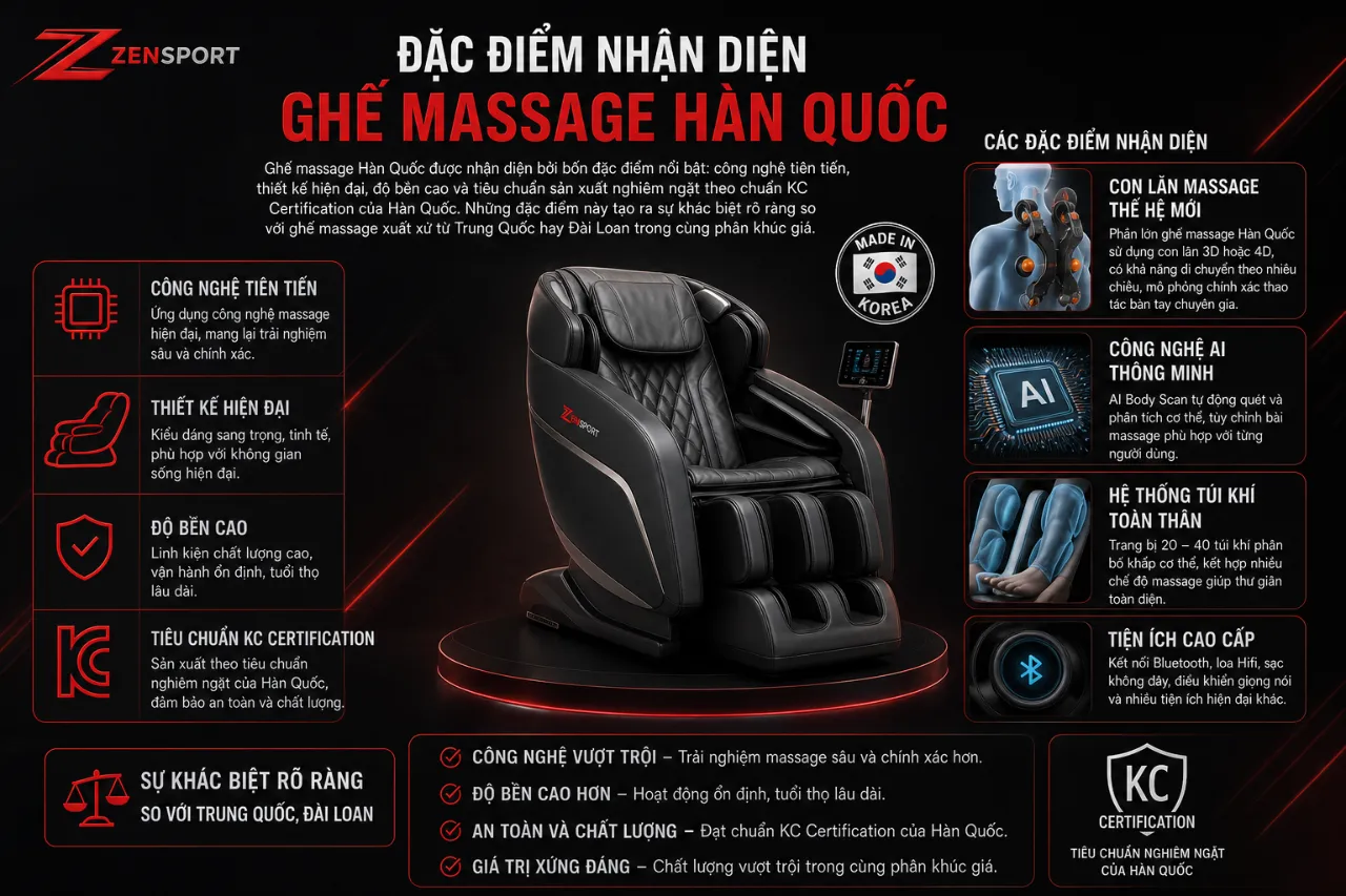 Đặc Điểm Nhận Diện Ghế Massage Hàn Quốc