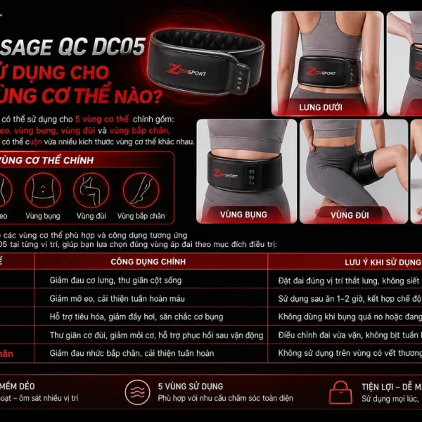 Đai Massage Queen Crown QC DC05: 20 Bi Lăn, Nhiệt Hồng Ngoại