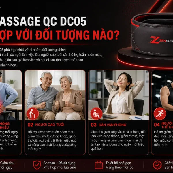 Đai Massage Queen Crown QC DC05: 20 Bi Lăn, Nhiệt Hồng Ngoại