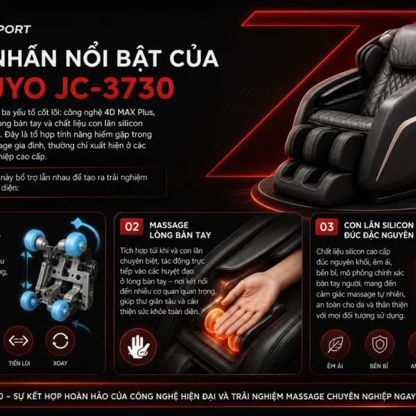Ghế Massage Tokuyo JC-3730: 4D MAX Plus, Massage Lòng Bàn Tay