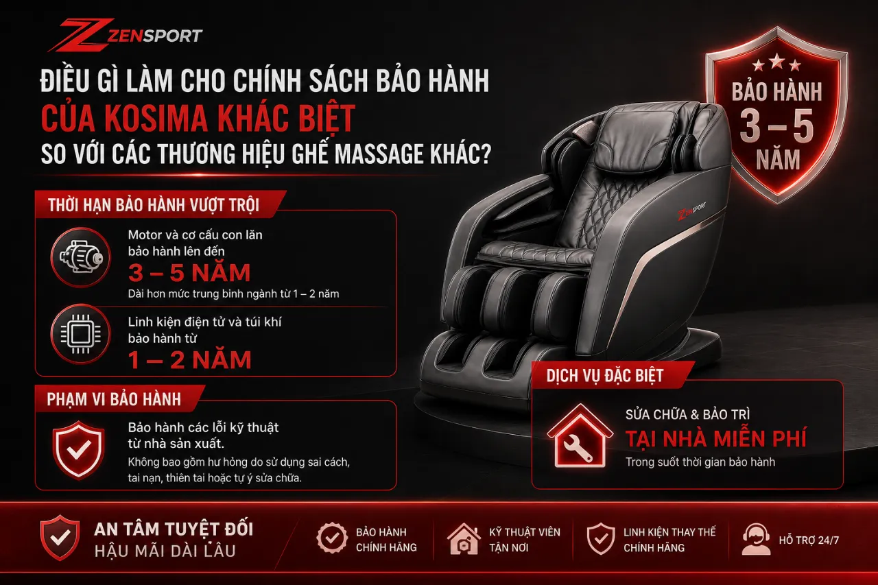 Điều Gì Làm Cho Chính Sách Bảo Hành Của Kosima Khác Biệt So Với Các Thương Hiệu Ghế Massage Khác?