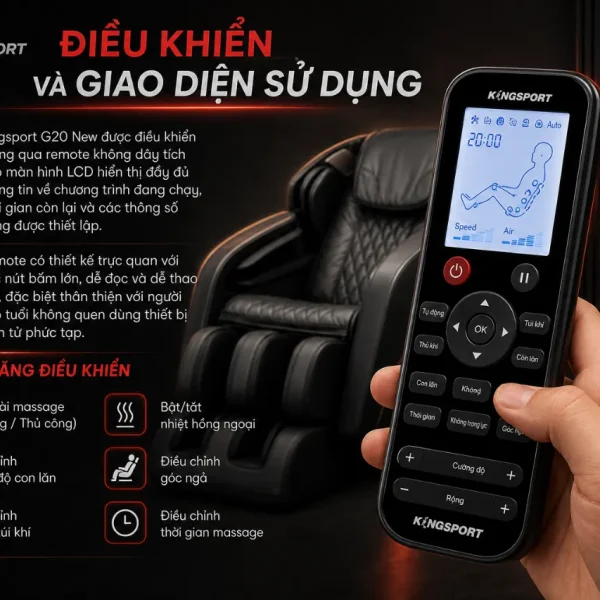 Ghế Massage Kingsport G20 New: 8 Bài Massage, Legtech 2-in-1