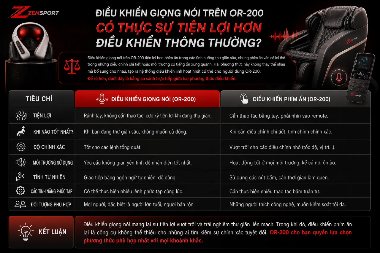 Điều khiển giọng nói trên OR-200 có thực sự tiện lợi hơn điều khiển thông thường không?