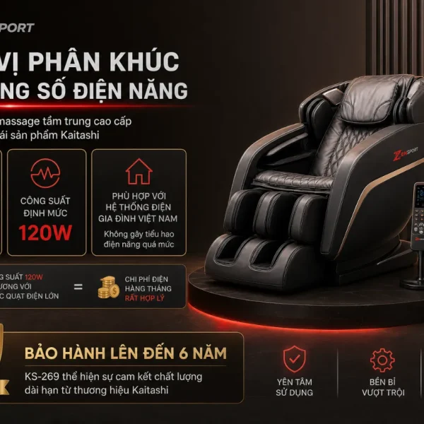 Ghế massage Kaitashi KS-269: 5D, đường ray SL 138cm