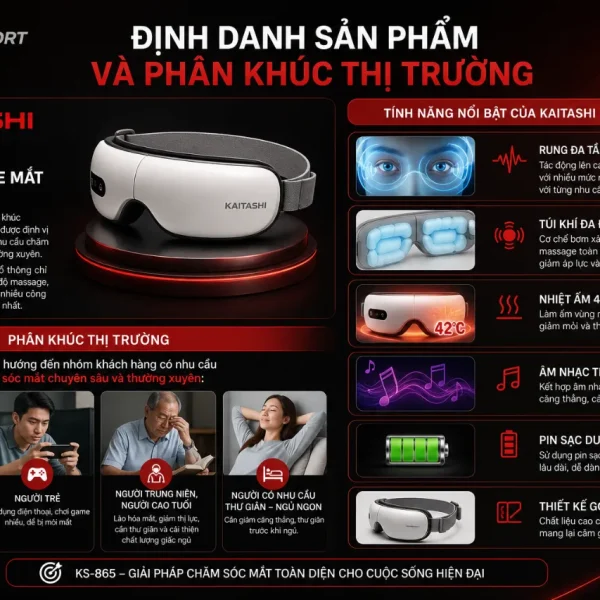 Máy massage mắt Kaitashi KS-865: Thiết kế 3D, gấp gọn 180°