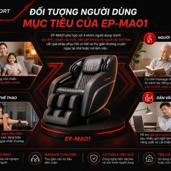 Ghế Massage Panasonic EP-MA01: AI Quét Cơ Thể, 6 Kỹ Thuật Massage