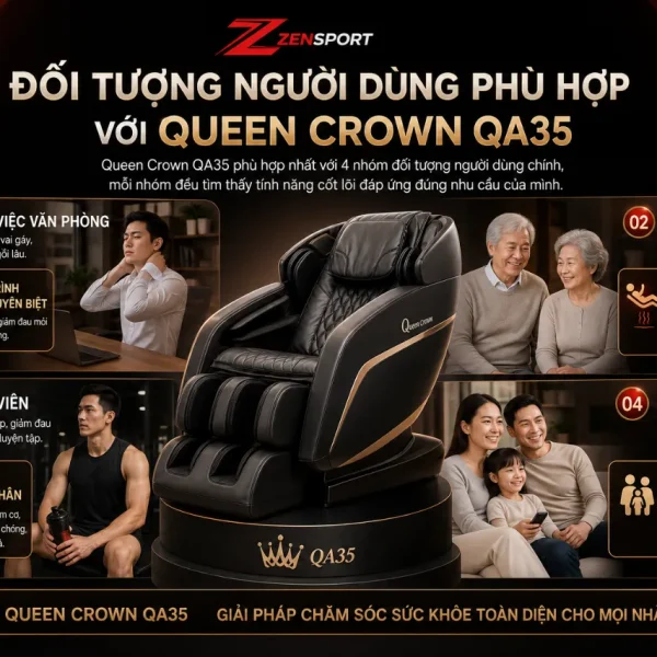 Ghế Massage Queen Crown QA35: 8 Chương Trình, 3D Max