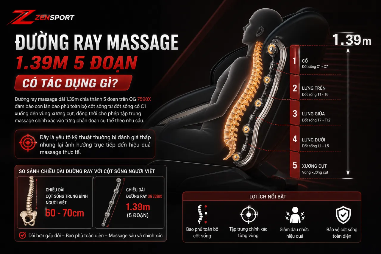 Đường Ray Massage 1.39m 5 Đoạn Có Tác Dụng Gì?