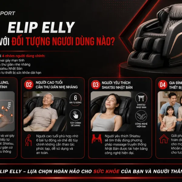 Ghế Massage ELIP Elly: Massage 3D, Trục SL Ôm Cơ Thể