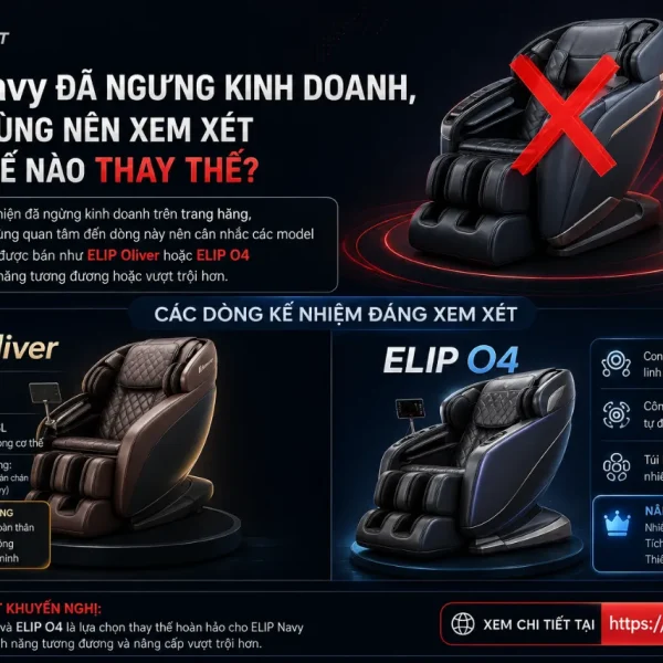 Ghế Massage ELIP Navy: Túi Khí Toàn Diện, Con Lăn Thông Minh