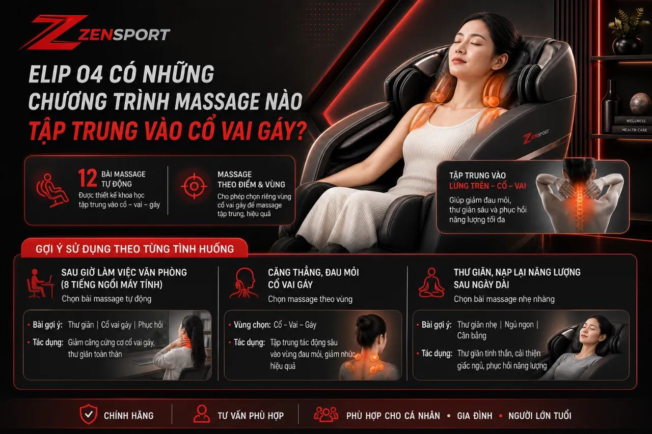ELIP O4 Có Những Chương Trình Massage Nào Tập Trung Vào Cổ Vai Gáy?