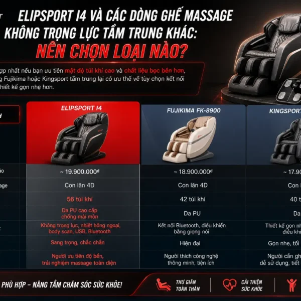 Ghế Massage Elipsport I4 Da PU, Không Trọng Lực, Túi Khí Kép