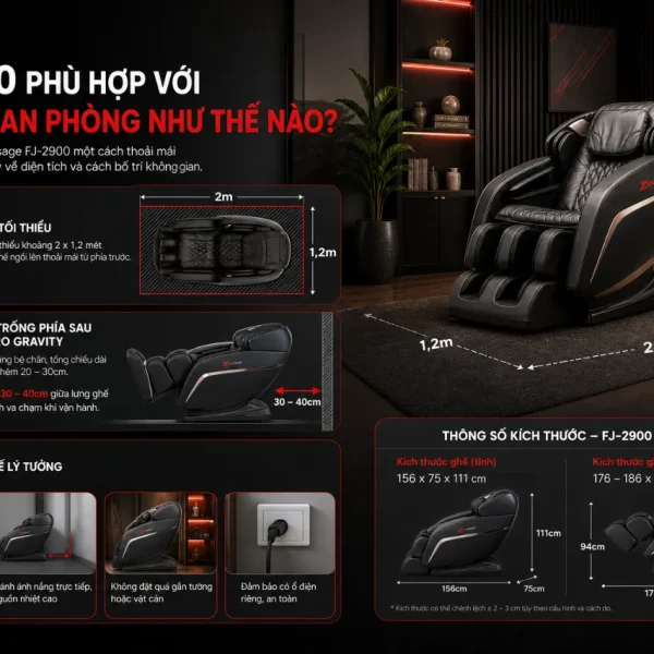 Ghế Massage Fuji Luxury FJ-2900: Bi Lăn 3D, Khung SL, Điều Khiển Giọng Nói