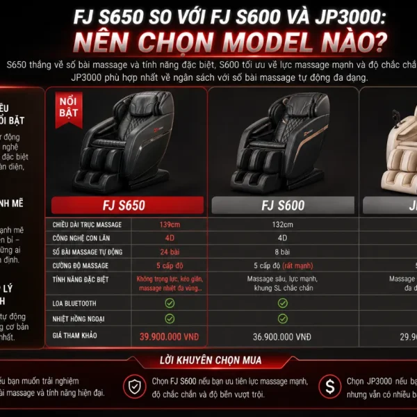 Ghế Massage Fuji Luxury S650: Massage Chân Đa Điểm, Khung W 139cm