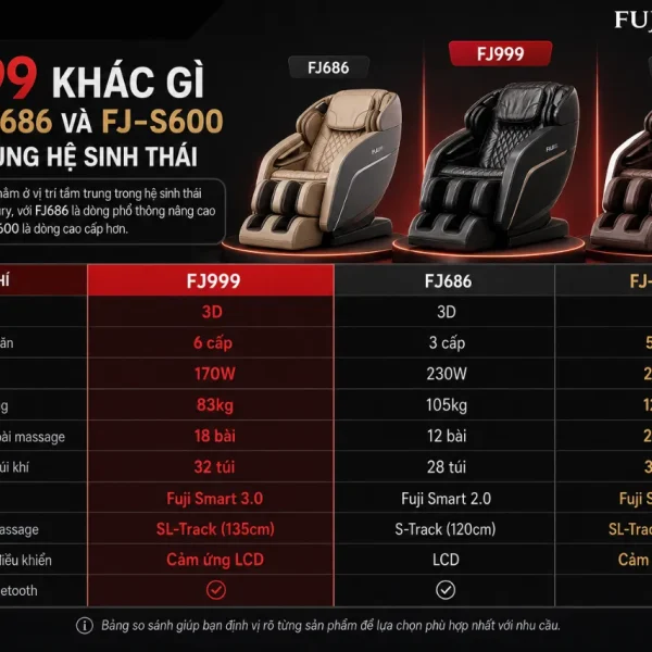 Ghế Massage Fuji Luxury FJ999: Bi Lăn 3D, Khung SL Ôm Cơ Thể