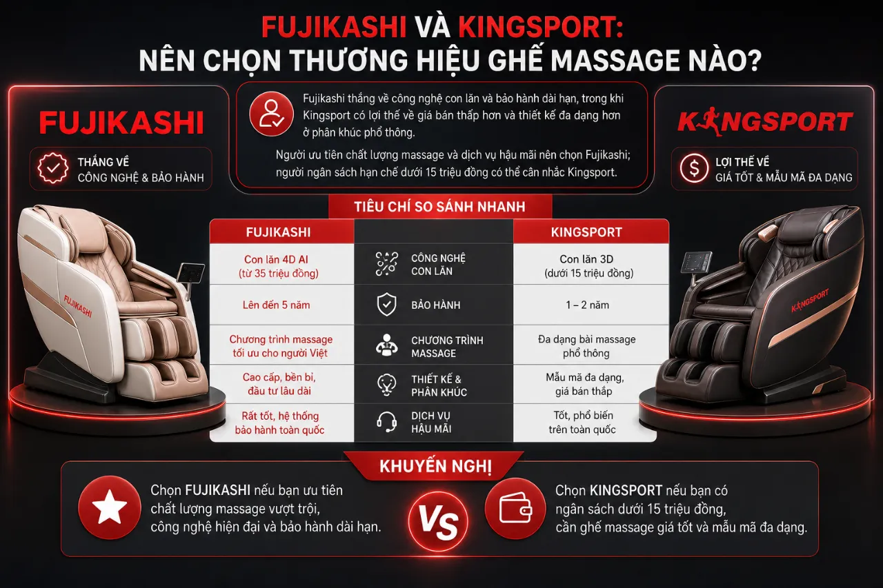 Fujikashi Và Kingsport: Nên Chọn Thương Hiệu Ghế Massage Nào?