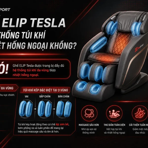 Ghế Massage ELIP Tesla: Con Lăn 3D, Trục SL, AI Giọng Nói