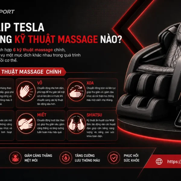 Ghế Massage ELIP Tesla: Con Lăn 3D, Trục SL, AI Giọng Nói