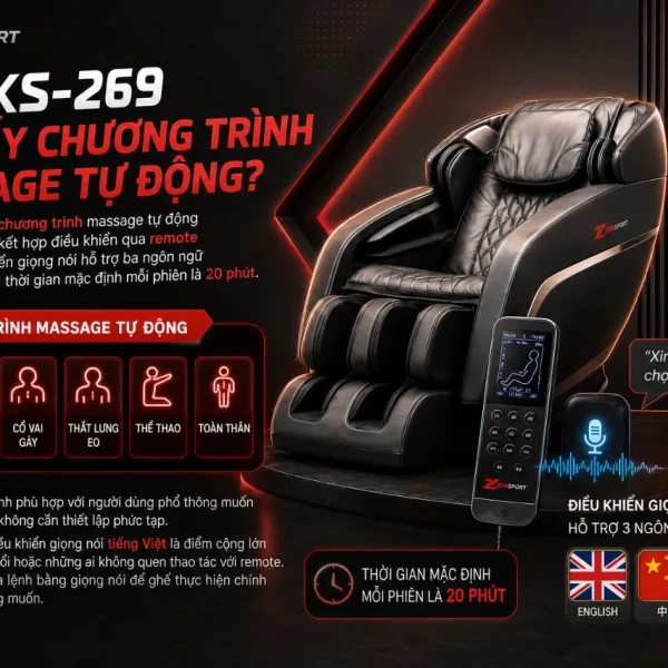 Ghế massage Kaitashi KS-269: 5D, đường ray SL 138cm