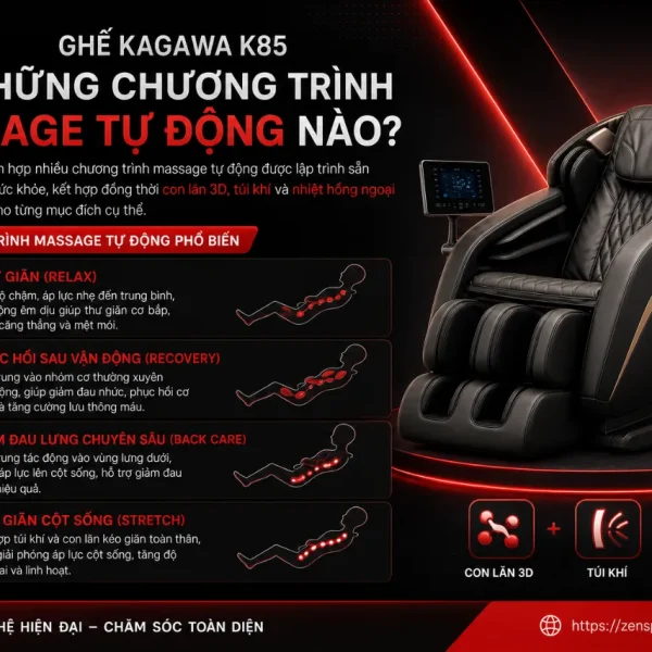 Ghế Massage Kagawa K85: Con Lăn 3D, Điều Khiển Giọng Nói