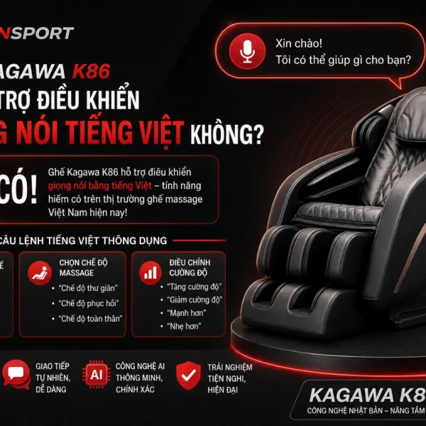 Ghế Massage Kagawa K86: Điều Khiển Giọng Nói, Túi Khí Toàn Thân