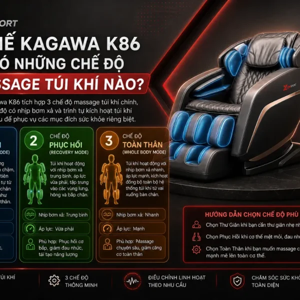 Ghế Massage Kagawa K86: Điều Khiển Giọng Nói, Túi Khí Toàn Thân